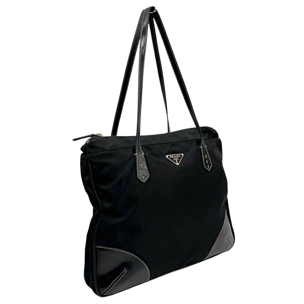 Prada Tessuto tote bag black leather trim